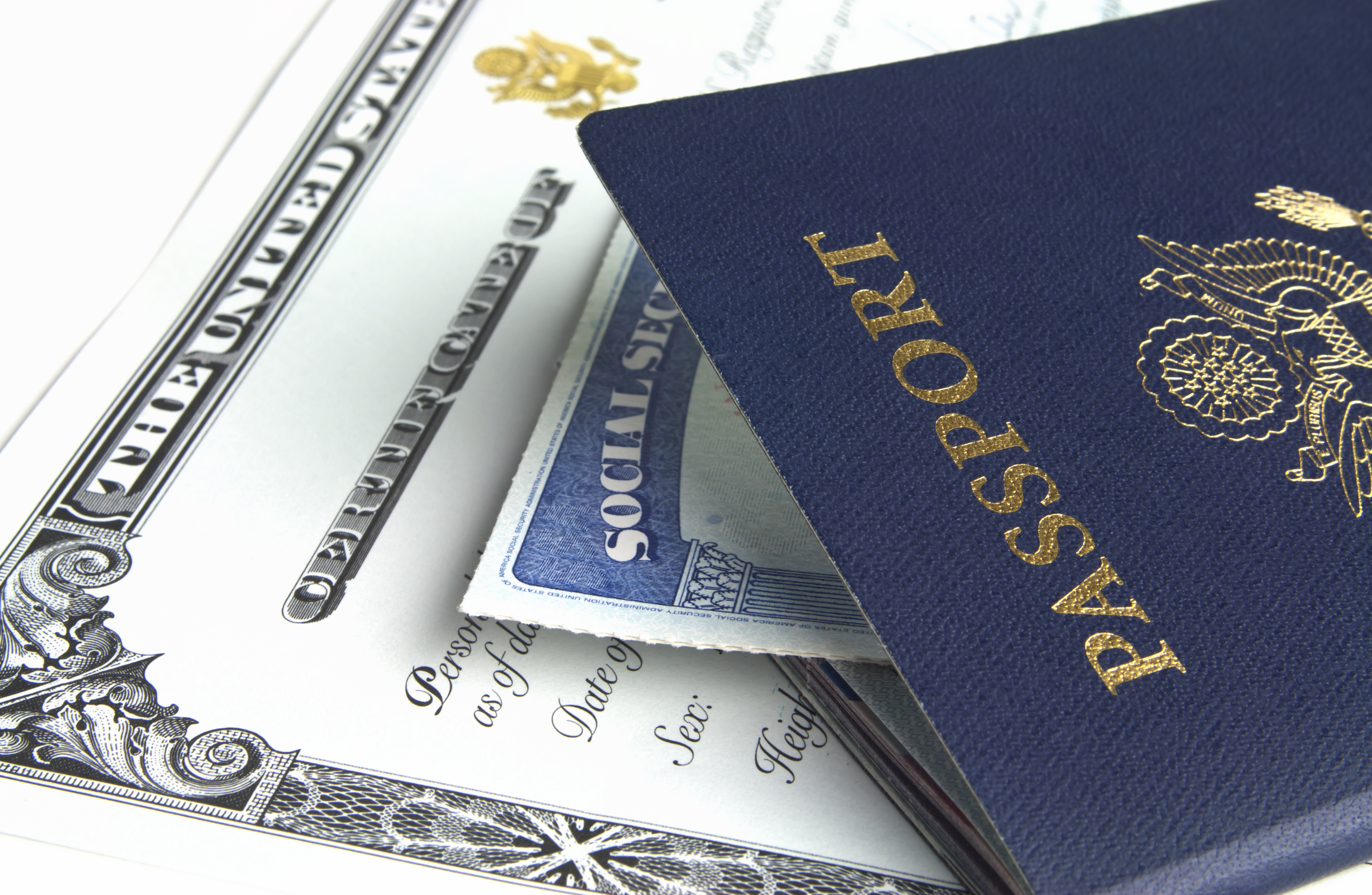 U.S. passport, Social Security card and naturalization certificate